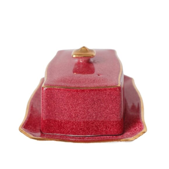 Vintage Royal Winton Grimwades Covered Butter Dish Mottled Pink 5333 - Picture 4 of 8